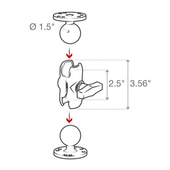 RAM-201U-B:RAM-201U-B_6:RAM Double Socket Arm - C Size Short