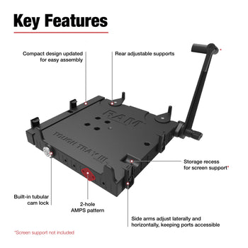 RAM-234-7:RAM-234-7_3:RAM Tough-Tray™ III Spring Loaded Laptop Tray