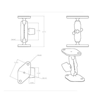 RAM-A-101U:RAM-A-101U_2:RAM Double Ball Diamond Plate Mount - A Size Medium