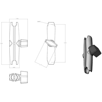 RAM-A-201U-B:RAM-A-201U-B_2:RAM® Double Socket Arm - A Size Long