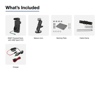 RAM-B-101-225B2-ZE38-V3CU:RAM-B-101-225B2-ZE38-V3CU_3:RAM USB-C Powered Dock & Dashboard Mount Kit for Zebra EM45