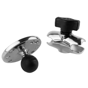 RAM-B-103CHU-A:RAM-B-103CHU-A_2:RAM Chrome Double Socket Arm with Round Plate - Short Arm