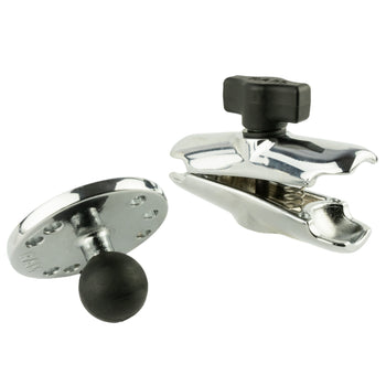 RAM-B-103CHU:RAM-B-103CHU_2:RAM Chrome Double Socket Arm with Round Plate - Medium Arm