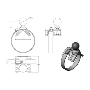 RAM-B-108-GOP1:RAM-B-108-GOP1_3:RAM Strap Clamp Mount with Universal Action Camera Adapter