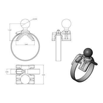 RAM-B-108B-STRAP40U:RAM-B-108B-STRAP40U_3:RAM® Large Strap Hose Clamp Base for Beechcraft Bonanza Airplanes