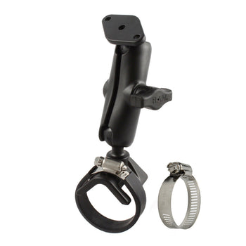 RAM-B-108U-GP1:RAM-B-108U-GP1_1:RAM Double Ball Strap Hose Clamp Mount with Diamond Plate - Medium