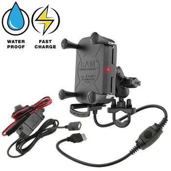RAM-B-149Z-A-UN12W-V7M-1:RAM-B-149Z-A-UN12W-V7M-1_1:RAM Tough-Charge™ 15W Waterproof Wireless Charging Motorcycle Mount