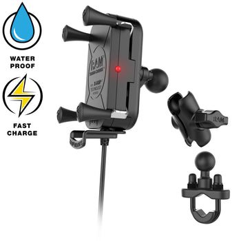 RAM-B-149Z-A-UN12W-V7M-1:RAM-B-149Z-A-UN12W-V7M-1_3:RAM Tough-Charge™ 15W Waterproof Wireless Charging Motorcycle Mount
