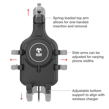 RAM-B-149Z-PD5-W2MU:RAM-B-149Z-PD5-W2MU_4:RAM® Quick-Grip™ Pro Phone Handlebar Mount with Qi2 15W Wireless Charger
