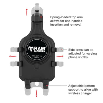RAM-B-149Z-PD5U:RAM-B-149Z-PD5U_4:RAM Quick-Grip™ Pro Phone Mount with Handlebar U-Bolt Base - Medium