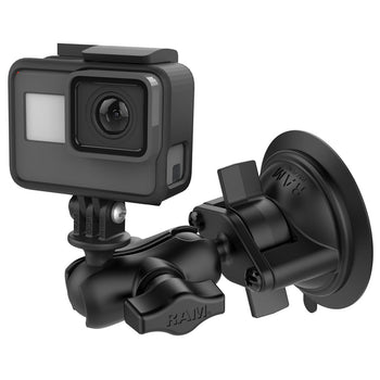 RAM-B-166-A-GOP1:RAM-B-166-A-GOP1_1:RAM Twist-Lock™ Suction Cup Mount with Action Camera Adapter - Short