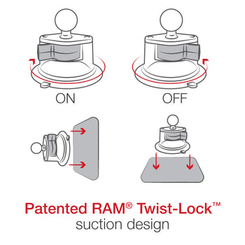 RAM-B-166-GA24U:RAM-B-166-GA24U_3:RAM® Twist-Lock™ Suction Cup Mount for Garmin nuvi 200, 205 + More
