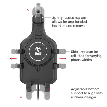 RAM-B-166-PD5-W2MU:RAM-B-166-PD5-W2MU_4:RAM Quick-Grip™ Pro Suction Cup Mount with Qi2 15W Wireless Charger