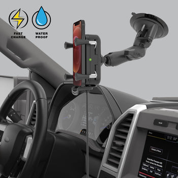 RAM-B-166-UN12W-1:RAM-B-166-UN12W-1_5:RAM Tough-Charge™ 15W Wireless Charging Suction Cup Mount