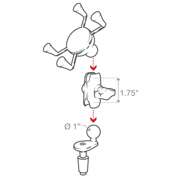 RAM-B-176-A-UN7:RAM-B-176-A-UN7_6:RAM X-Grip Phone Holder with Motorcycle Fork Stem Base