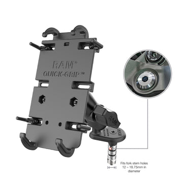RAM-B-176W1-A-PD4U:RAM-B-176W1-A-PD4U_2:RAM Quick-Grip™ XL Phone Holder with Fork Stem Wedge Base - Short
