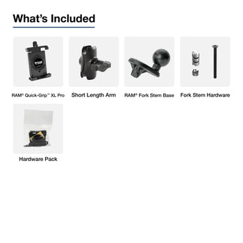 RAM-B-176W1-A-PD7U:RAM-B-176W1-A-PD7U_3:RAM Quick-Grip™ Pro XL Phone Mount with Fork Stem Wedge Base - Short