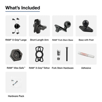 RAM-B-176W1-A-UN10-462U:RAM-B-176W1-A-UN10-462U_5:UNPKD RAM STEM MOUNT SHORT ARM & RAM X-GRIP WITH VIBE-SAFE