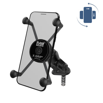 RAM-B-176W1-A-UN10RU:RAM-B-176W1-A-UN10RU_1:RAM Rotating X-Grip Large Phone Holder with Fork Stem Base - Short