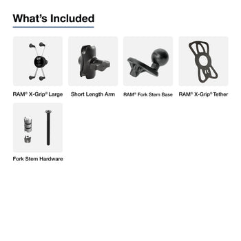 RAM-B-176W1-A-UN10RU:RAM-B-176W1-A-UN10RU_4:RAM Rotating X-Grip Large Phone Holder with Fork Stem Base - Short