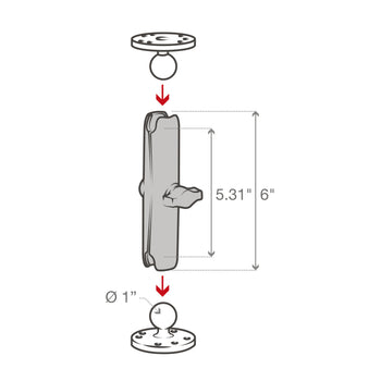 RAM-B-201U-C:RAM-B-201U-C_4:RAM Double Socket Arm - B Size Long
