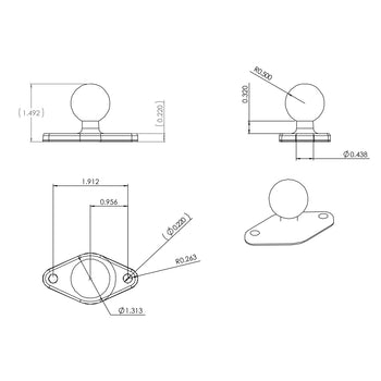 RAM-B-238CHU:RAM-B-238CHU_4:RAM Chrome Diamond Ball Base