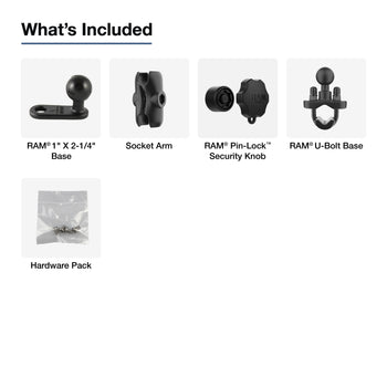 RAM-B-252-A-201U-MTV1:RAM-B-252-A-201U-MTV1_4:RAM Rearview Mirror U-Bolt Mount for Motive Dashcam