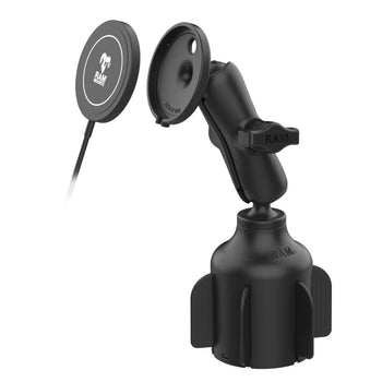 RAP-B-299-4-AP-MAG-1-W2MU:RAM-B-299-4-AP-MAG-1-W2MU_2:RAM Stubby™ Cup Holder Mount with RAM Qi2 15W Wireless Charger