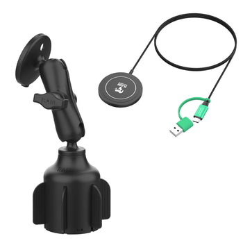 RAP-B-299-4-AP-MAG-1-W2MU:RAM-B-299-4-AP-MAG-1-W2MU_3:RAM Stubby™ Cup Holder Mount with RAM Qi2 15W Wireless Charger