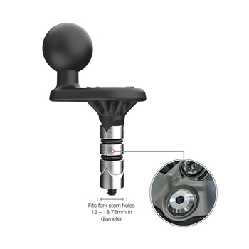 RAM-B-342W-1U:RAM-B-342W-1U_2:RAM Motorcycle Fork Stem Wedge Ball Base - 12-18mm Holes