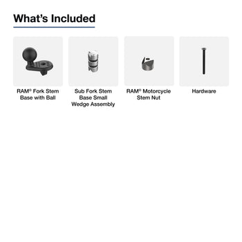 RAM-B-342W-1U:RAM-B-342W-1U_3:RAM Motorcycle Fork Stem Wedge Ball Base - 12-18mm Holes