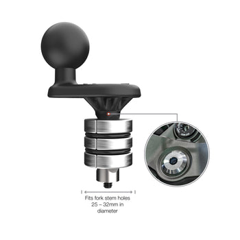 RAM-B-342W-3U:RAM-B-342W-3U_2:RAM Motorcycle Fork Stem Wedge Ball Base - 25-32mm Holes