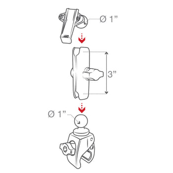 RAM-B-400-GA76U:RAM-B-400-GA76U_7:RAM® Tough-Claw™ Small Clamp Mount with Garmin Spine Clip Holder