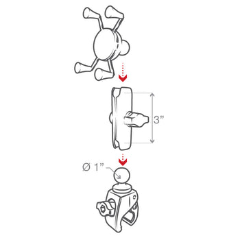 RAM-B-400-HOL-UN7BU:RAM-B-400-HOL-UN7BU_7:RAM® X-Grip® Phone Mount with RAM® Tough-Claw™ Small Clamp Base - Medium