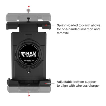 RAM-B-400-PD7U:RAM-B-400-PD7U_4:RAM Quick-Grip™ Pro XL Phone Mount with Small Tough-Claw™ Base - Medium