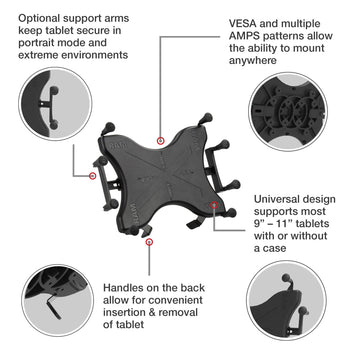 RAM-CC1-18-UN9U:RAM-CC1-18-UN9U_5:RAM Heavy Duty C-Clamp 18" Mount with X-Grip 9"-11" Tablet Holder