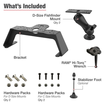 RAM-FF1-D-115-2:RAM-FF1-D-115-2_5:RAM Fishfinder Deck Kit with Dual Marine Electronic Mount