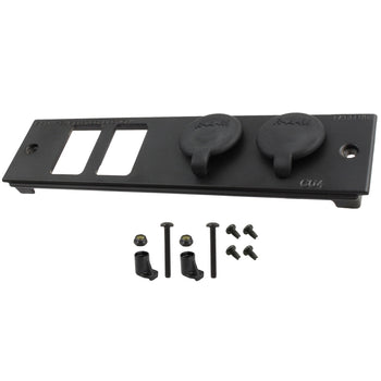 RAM-FP2-S2L-0830-1450-CIG2:RAM-FP2-S2L-0830-1450-CIG2_1:RAM Tough-Box™ 2" Faceplate with Two Switch Ports & 12V Receptacles