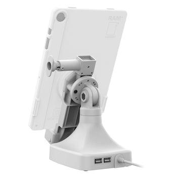 RAM-GDS-DOCK-D14-U4E-2A-GRY:RAM-GDS-DOCK-D14-U4E-2A-GRY_4:GDS Uni-Conn™ Tilt & Swivel Dock with PoE + Data - Gray