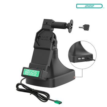 RAM-GDS-DOCKL-D14-U4C-2A:RAM-GDS-DOCKL-D14-U4C-2A_1:GDS Uni-Conn™ Locking Tilt & Swivel Dock with USB-C + Data
