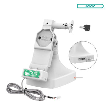 RAM-GDS-DOCKL-D14-U4E-2A-GRY:RAM-GDS-DOCKL-D14-U4E-2A-GRY_1:GDS Uni-Conn™ Locking Tilt & Swivel Dock with PoE + Data - Gray