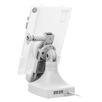 RAM-GDS-DOCKL-D14-U4E-2A-GRY:RAM-GDS-DOCKL-D14-U4E-2A-GRY_4:GDS Uni-Conn™ Locking Tilt & Swivel Dock with PoE + Data - Gray