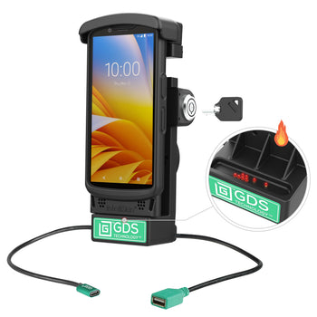 RAM-GDS-DOCKL-V12-ZE2434CPDHU:RAM-GDS-DOCKL-V12-ZE2434CPDHU_1:GDS Locking Powered Dock + USB-A for Zebra TC2x & TC5x - Heated Pins