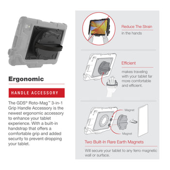 RAM-GDS-ROTO2-ZE20U:RAM-GDS-ROTO2-ZE20U_3:GDS Roto-Mag™ 3-in-1 Grip Handle Accessory for Zebra ET4x 8” Tablet