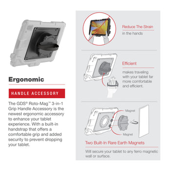 RAM-GDS-ROTO2-ZE21U:RAM-GDS-ROTO2-ZE21U_3:GDS Roto-Mag™ 3-in-1 Grip Handle Accessory for Zebra ET4x 10” Tablet