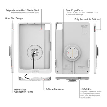 RAM-GDS-SKIN-AP45-M4-TCB-GRY:RAM-GDS-SKIN-AP45-M4-TCB-GRY_5:IntelliSkin Thin-Case™ for iPad Pro 11 (M4 & M5) (Rear Pogo Pads) Gray