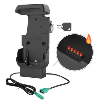 RAM-HOL-HON12PDHLU:RAM-HOL-HON12PDHLU_2:RAM Locking Powered Dock + USB-A for Honeywell CT40/45/47 - Heated Pins