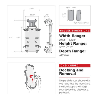 RAM-HOL-PD4-400-1RU:RAM-HOL-PD4-400-1RU_6:RAM Quick-Grip™ XL Phone Mount with Rotating Low-Profile Tough-Claw™