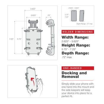 RAM-HOL-PD4-400-1U:RAM-HOL-PD4-400-1U_6:RAM Quick-Grip™ XL Phone Mount with Low-Profile Tough-Claw™