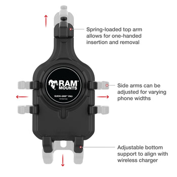RAM-HOL-PD5BVU:RAM-HOL-PD5BVU_4:RAM Quick-Grip™ Pro Phone Holder with Ball & Vibration Damper